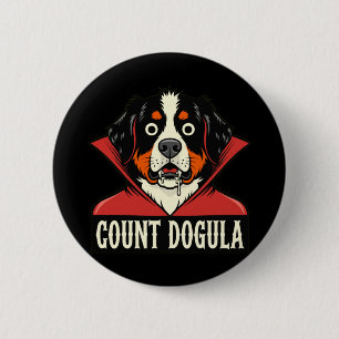 Mens count dogula funny dog themed party halloween 6 cm round badge