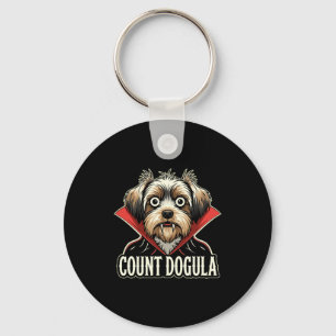 Mens count dogula funny dog themed spooky party key ring