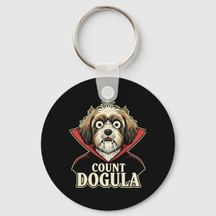 Mens Count Dogula Funny Spooky Dog Themed Party Key Ring