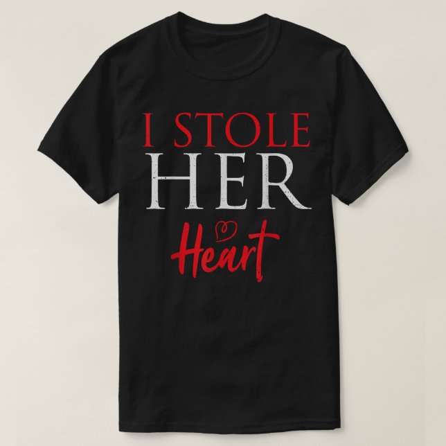 Mens Couple I Stole Her Heart - Marriage Sayings T T-Shirt (Design Front)