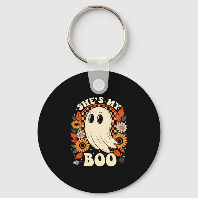 Mens couples boo skeleton matching couple key ring (Front)