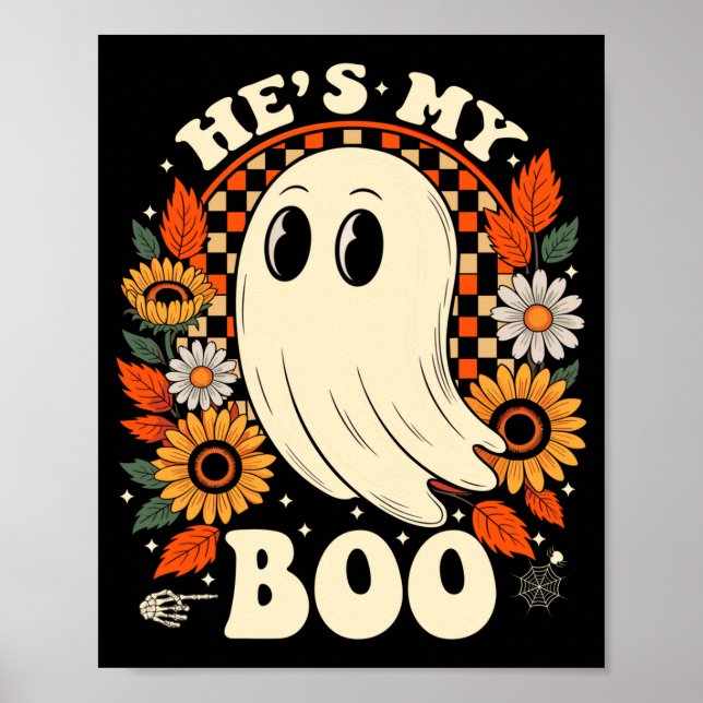 Mens couples boo skeleton matching couple poster (Front)