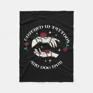 Mens Covered In Tattoos And Dog Hair Tattoo Aesthe Fleece Blanket