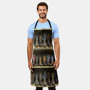 Mens Cowboy Boots On A Shelf Western Apron
