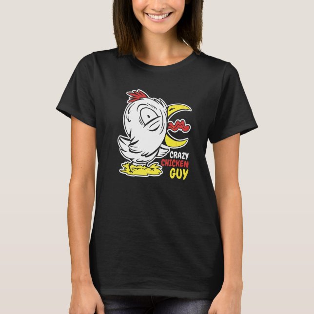 Mens Crazy Chicken Guy Chickens   T-Shirt (Front)