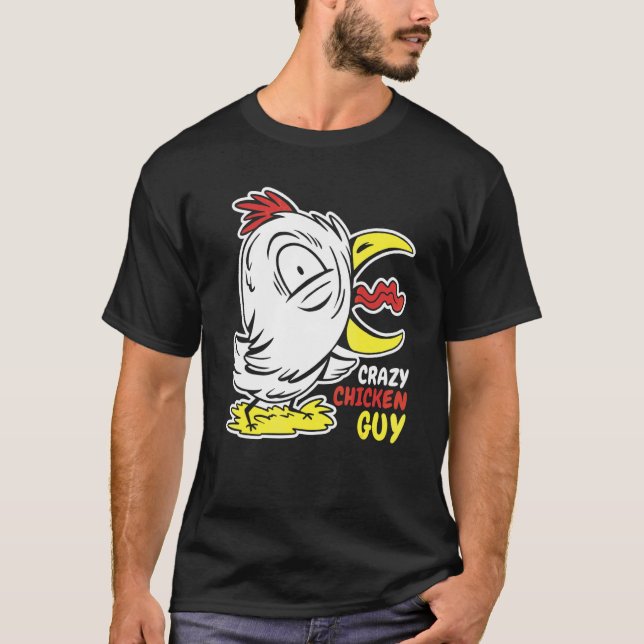 Mens Crazy Chicken Guy Chickens T-Shirt (Front)