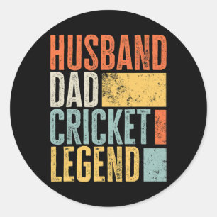 Mens Cricket Husnd Dad Legendary Father Best Retro Classic Round Sticker