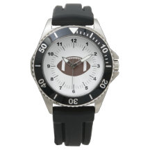 Men's Crown Football Black Rubber Strap Watch