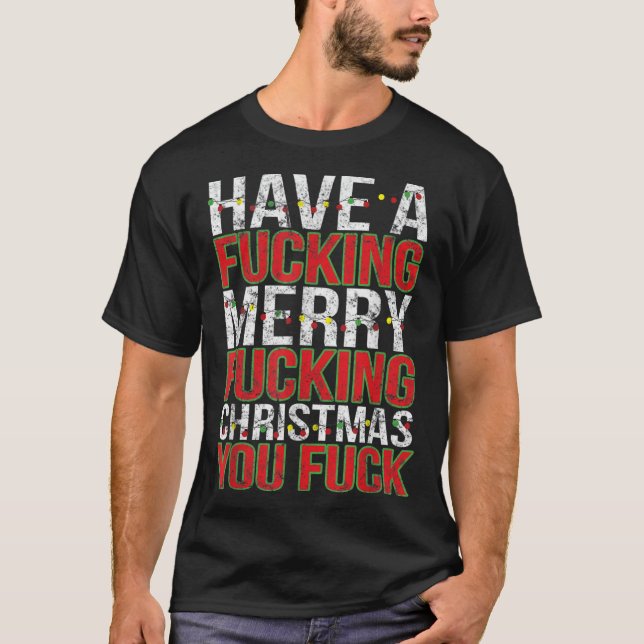 Mens Crude Adult Humour Bah Humbug Gift Merry Fuck T-Shirt (Front)