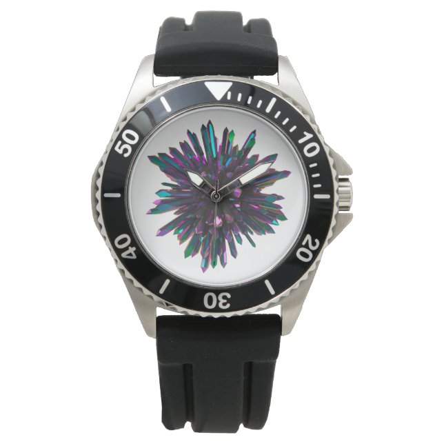 *~* Men's Crystal Sphere Metallic Blue Purple Watch (Front)