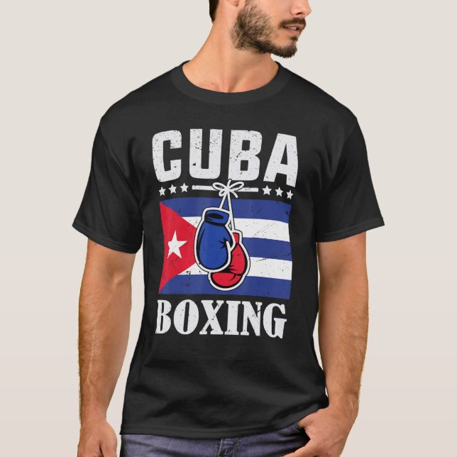 Mens Cuba boxing with gloves and cuban flag Cuban  T-Shirt (Front)