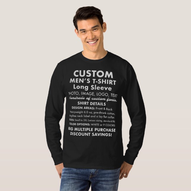 Men's Custom Black Long Sleeve T-Shirt (Front Full)