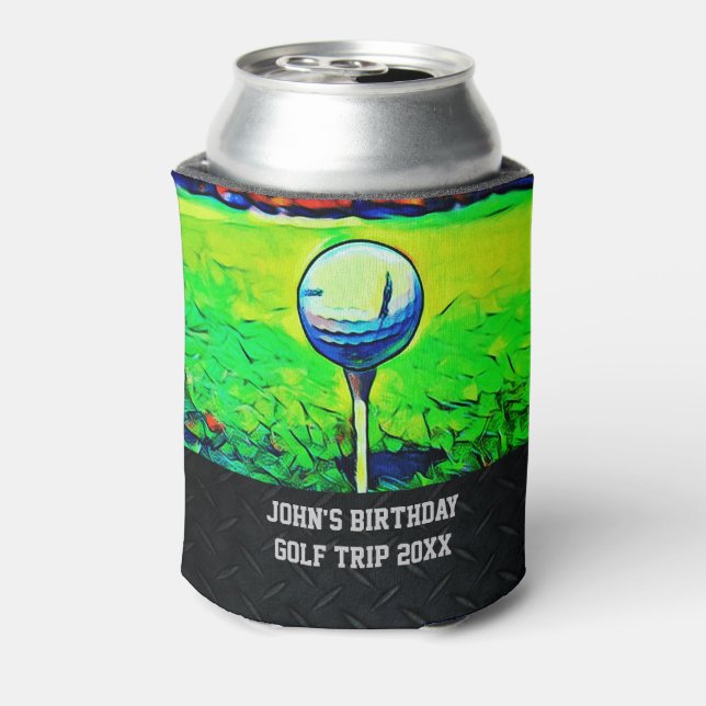 Men's Custom Golfing Birthday Favours Golf Trip Can Cooler (Can Back)