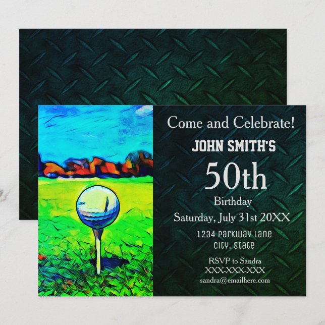Men's Custom Golfing Birthday Sports Hobby Invitation (Front/Back)