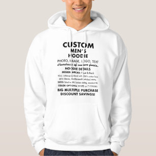 Men's Custom Personalised Classic White Hoodie