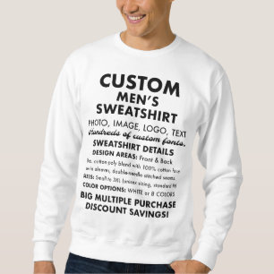 Men's Custom Personalised Classic White Sweatshirt