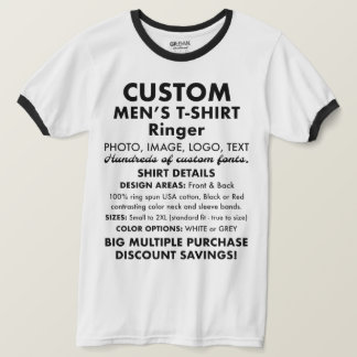 Men's Custom Personalised White Ringer T-Shirt