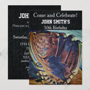 Men's Custom Vintage Baseball Birthday Invitations