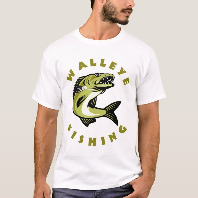 Mens Custom Walleye Fishing T-Shirt (Front)