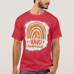 Mens Cute ADHD Awareness Rainbow Orange Ribbon Men T-Shirt