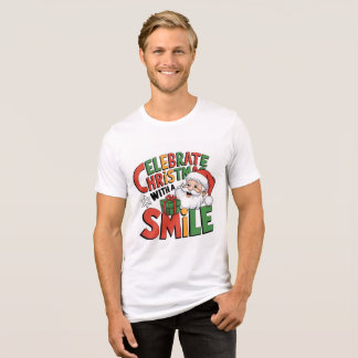 Men's Cute Celebrate Christmas Santa Smile TriBlen Tri-Blend Shirt