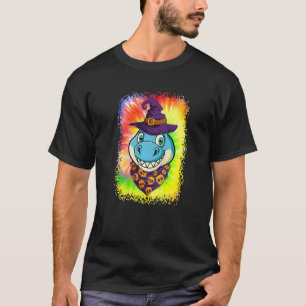 Mens cute Dinosaur wear skull and witch hat hallo T-Shirt