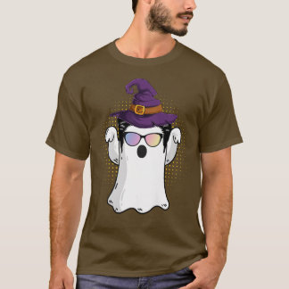 Mens Cute ghost wear hat witch and men hair sungla T-Shirt