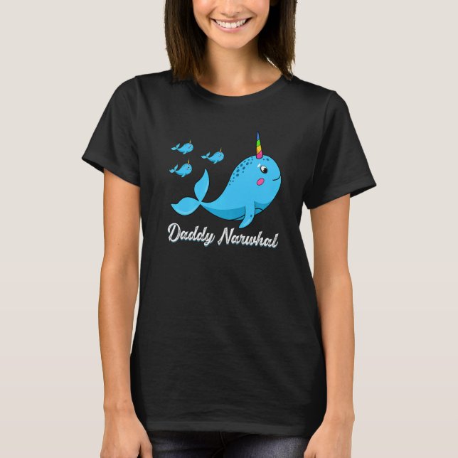 Mens Cute Narwhal   Daddy Narwhal Father's Day T-Shirt (Front)