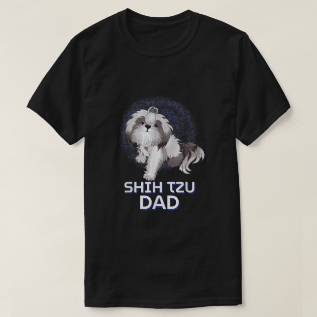 Mens Cute Shih Tzu Dad Lover Illustration for Shih T-Shirt (Design Front)