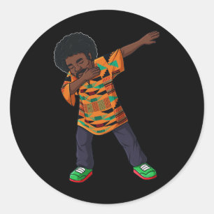 Mens Dabbing African American Man Juneteenth Black Classic Round Sticker