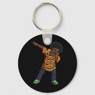 Mens Dabbing African American Man Juneteenth Black Key Ring