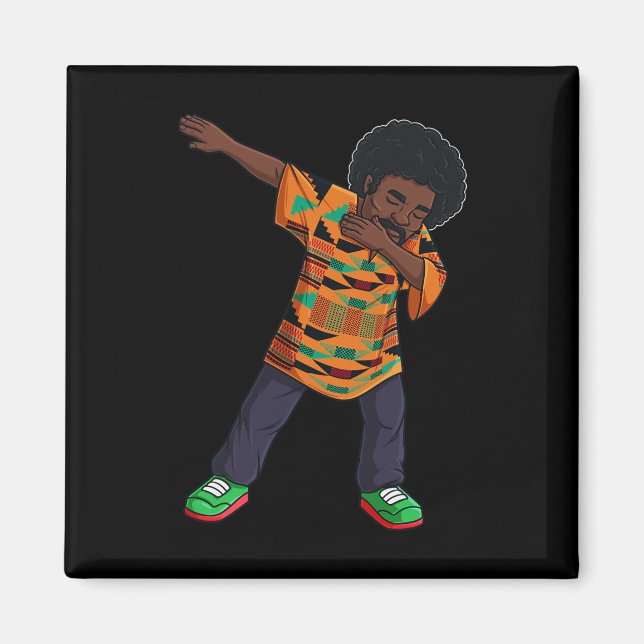Mens Dabbing African American Man Juneteenth Black Magnet (Front)