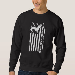 Mens Dachshund Dad Vintage American Flag Patriotic Sweatshirt