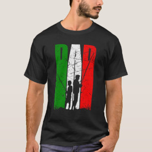 Mens Dad And Son Fishing Trip Angler Italy Flag T-Shirt