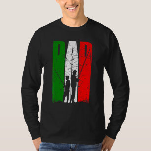 Mens Dad And Son Fishing Trip Angler Italy Flag T-Shirt