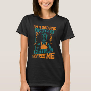 Mens Dad And Welder Nothing Scares Me Inspector Ti T-Shirt