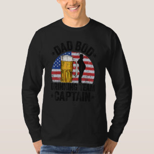 Mens Dad Bod Drinking Team Captain American Flag 4 T-Shirt