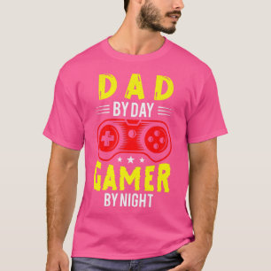 Mens Dad By Day Gamer By Night Funny Father's Day T-Shirt