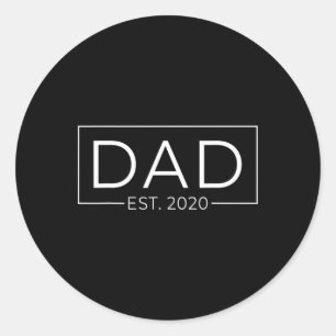Mens Dad Est 2020 Shirt Dad Gift New Years Pregnan Classic Round Sticker