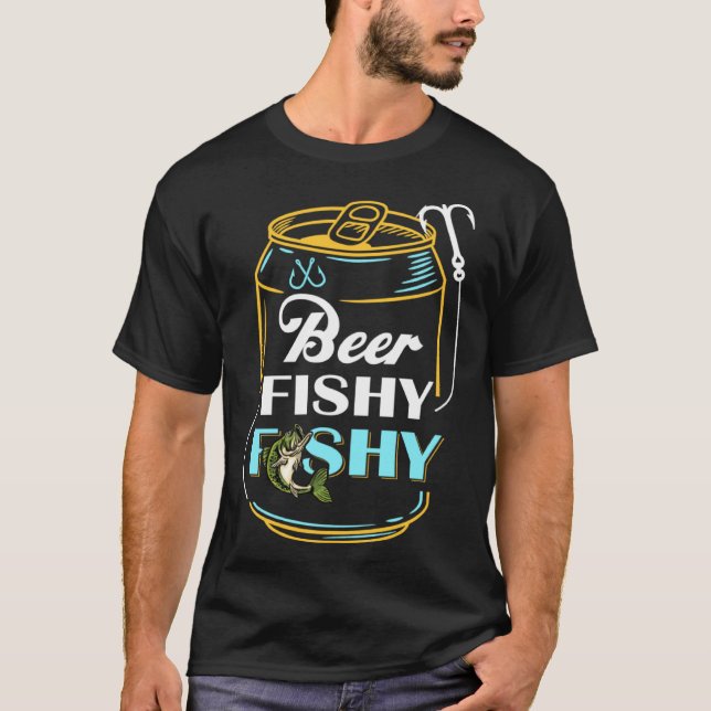 Mens Dad Fishing  for Men  Beer Fishy Fishy T-Shirt (Front)