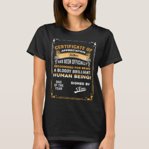 Mens Dad From Son Certificate Father Of The Year T-Shirt