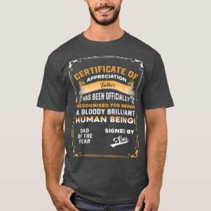 Mens Dad Gift From Son Certificate Father Of The T-Shirt