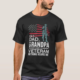 Mens Dad Grandpa And A Veteran Proud American Vete T-Shirt
