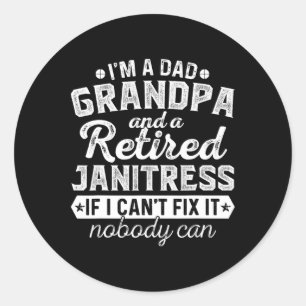 Mens Dad Grandpa And Retired Janitress Christmasfa Classic Round Sticker