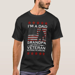 Mens Dad Grandpa And Veteran Usa Flag Father's Day T-Shirt