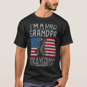 Mens Dad Grandpa And Veteran Usa Flag Father's Day T-Shirt