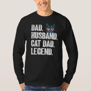 Mens Dad Husband Cat Dad Legend Cute Cats Cat Ca T-Shirt