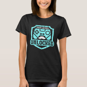 Mens Dad Level Unlocked Controller Gaming Fathers T-Shirt