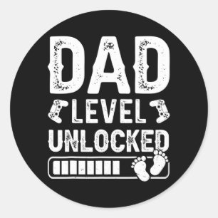 Mens Dad Level Unlocked New Gamer Gender Reveal Classic Round Sticker