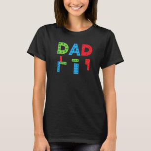 Mens Dad Master Builder Father Building Blocks Bri T-Shirt